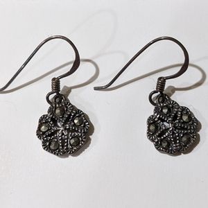 Drop Flower earrings antique finish.